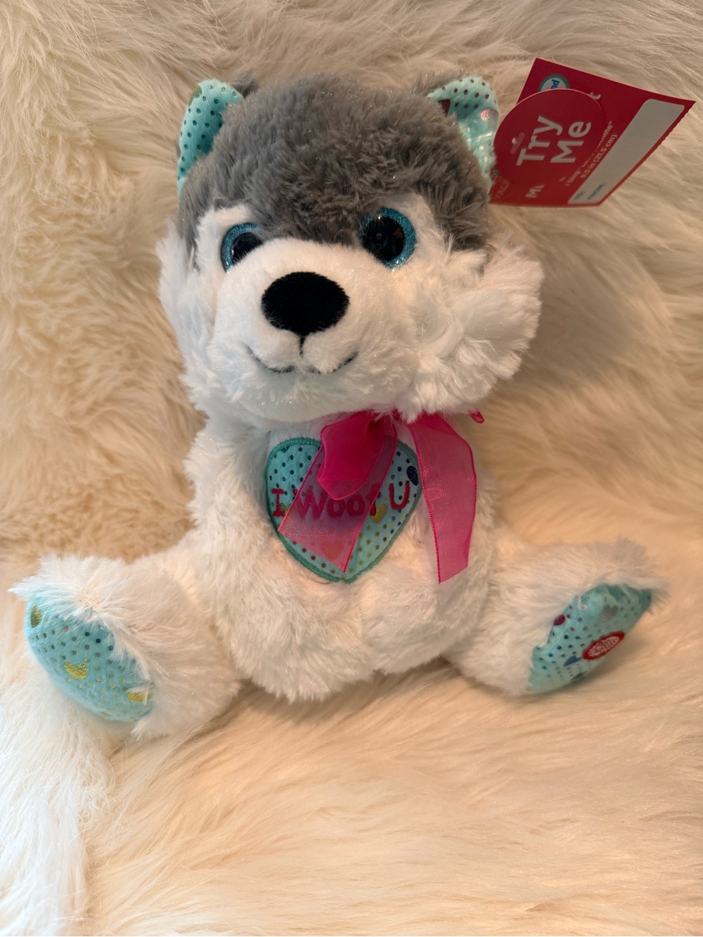 LED Light up Husky Puppy Stuffed sings “Love Machine”